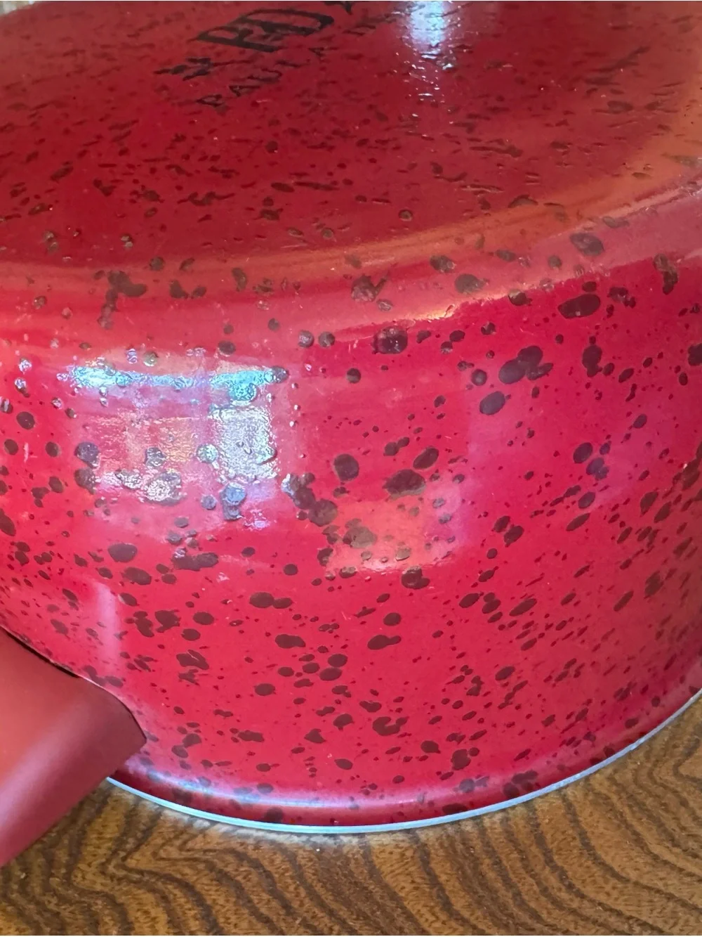Paula Dean 6QT Red Speckled Nonstick Stockpot with Glass Lid
